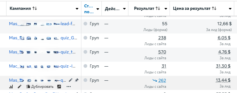 Ads Manager · лиды по США, Канаде и Европе